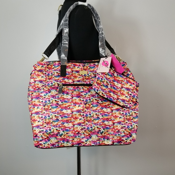 Betsy Johnson weekender sequin print travel bag - Picture 2 of 11